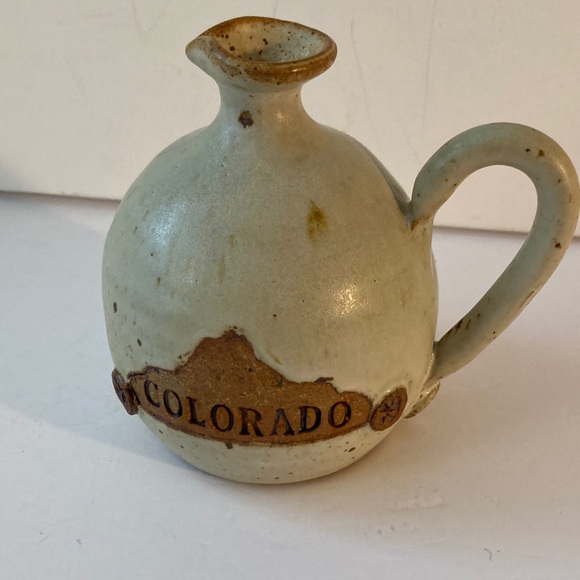 Other - Colorado Ceramic Jug with Handle - Cream and Brown signed